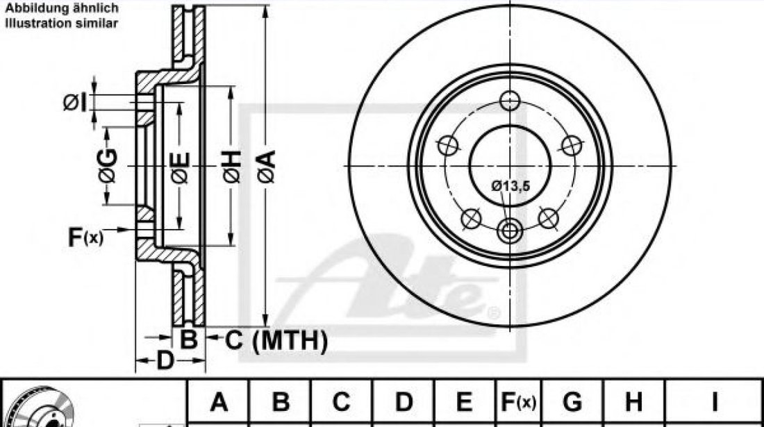 Disc frana VW TRANSPORTER VI caroserie (SGA, SGH) (2015 - 2016) ATE 24.0122-0211.1 piesa NOUA