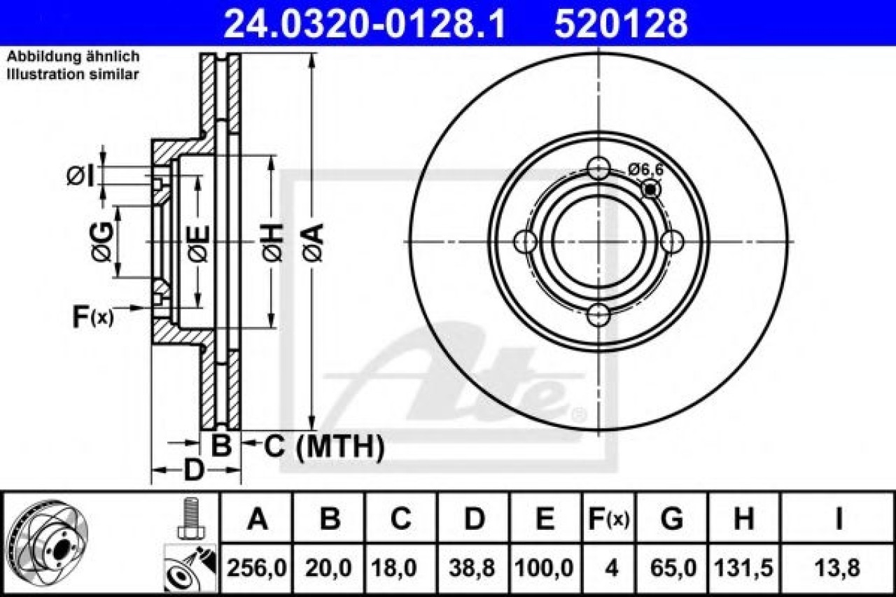 Disc frana VW VENTO (1H2) (1991 - 1998) ATE 24.0320-0128.1 piesa NOUA