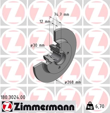 Disc Frana Zimmermann Citroen/Peugeot 180.3024.00