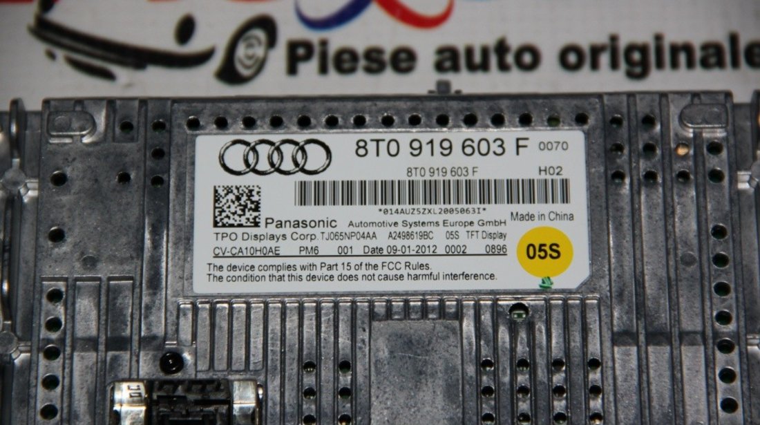 Display MMI Audi A4 B8 8K cod: 8T0919603F model 2012