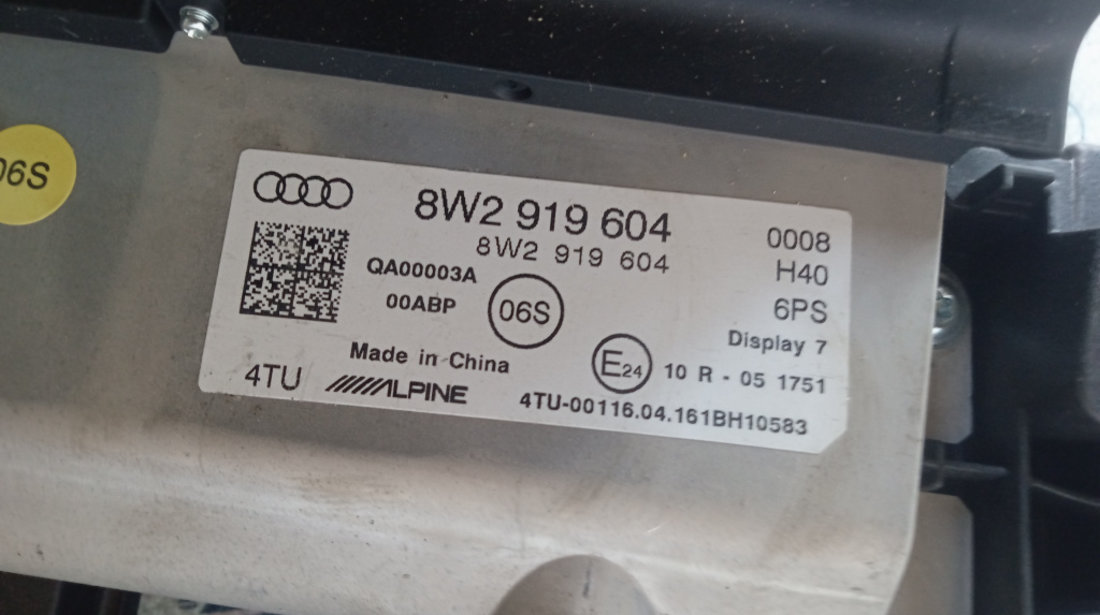 Display navigatie Audi A4 B9 2016, 8W2919604