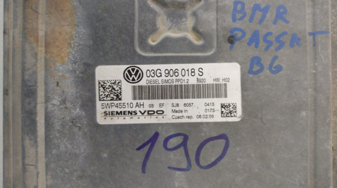 ECU Calculator Motor, BMR, Cod 03G906018S Siemens Volkswagen VW Passat B6 [2005 - 2010]