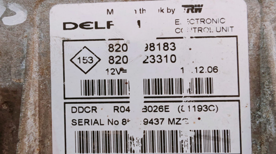 ECU Calculator Motor, cod 8200498183 / 8200623310 Delphi 8200498183 / 8200623310 Renault Clio 2 [1998 - 2005]