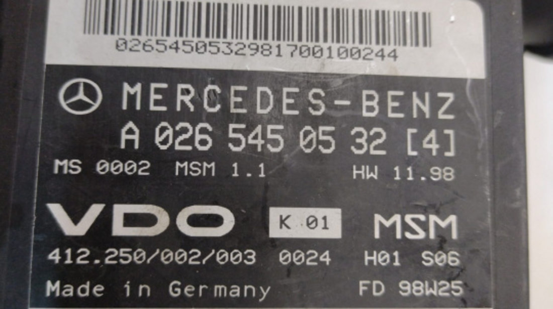 ECU Calculator Motor, cod A0265450532 A0265450532 Mercedes-Benz A-Class W168 [facelift] [2001 - 2004]