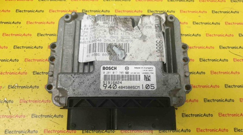 ECU Calculator Motor Fiat Grande Punto 1.6JTD, 0281017785, 51906714