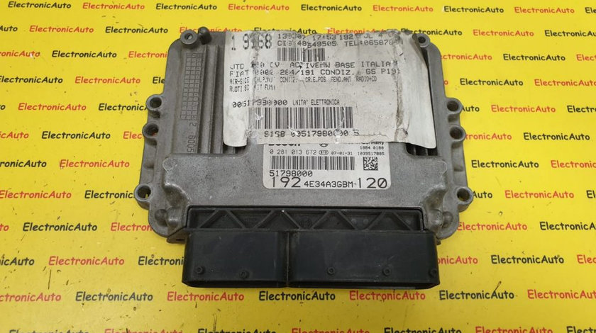 ECU Calculator Motor Fiat Stilo 1.9JTD, 0281013672, 51798000