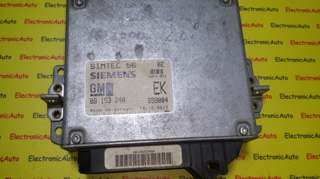 ECU Calculator motor Opel Vectra B 2.0 09153240 X20XEV Simtec 56 #2701889