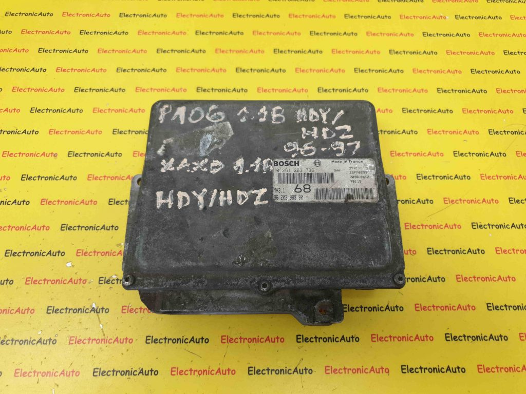 ECU Calculator Motor Peugeot 106 1.1, 0261203736, MA3.1, 9620398980