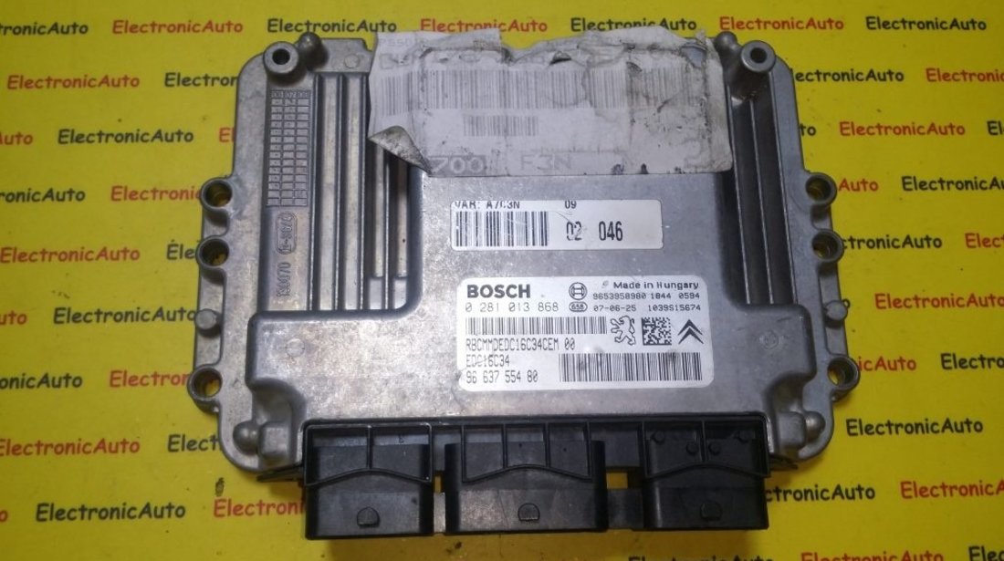 ECU Calculator motor Peugeot 207 1.6HDI 0281013868, 9663755480