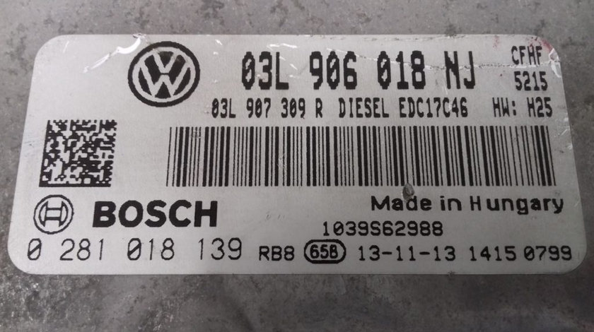 ECU Calculator Motor Vw Caddy 2.0 TDI, 03L906018NJ, 0281018139, 03L907309R