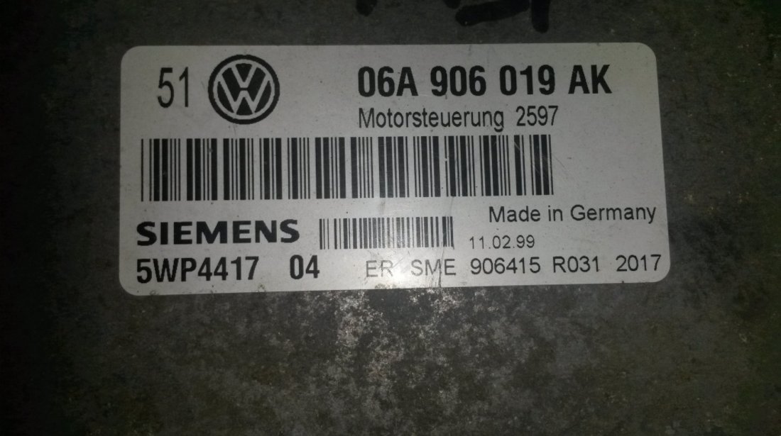 ECU Calculator motor VW Golf4 1.6 06A906019AK AKL