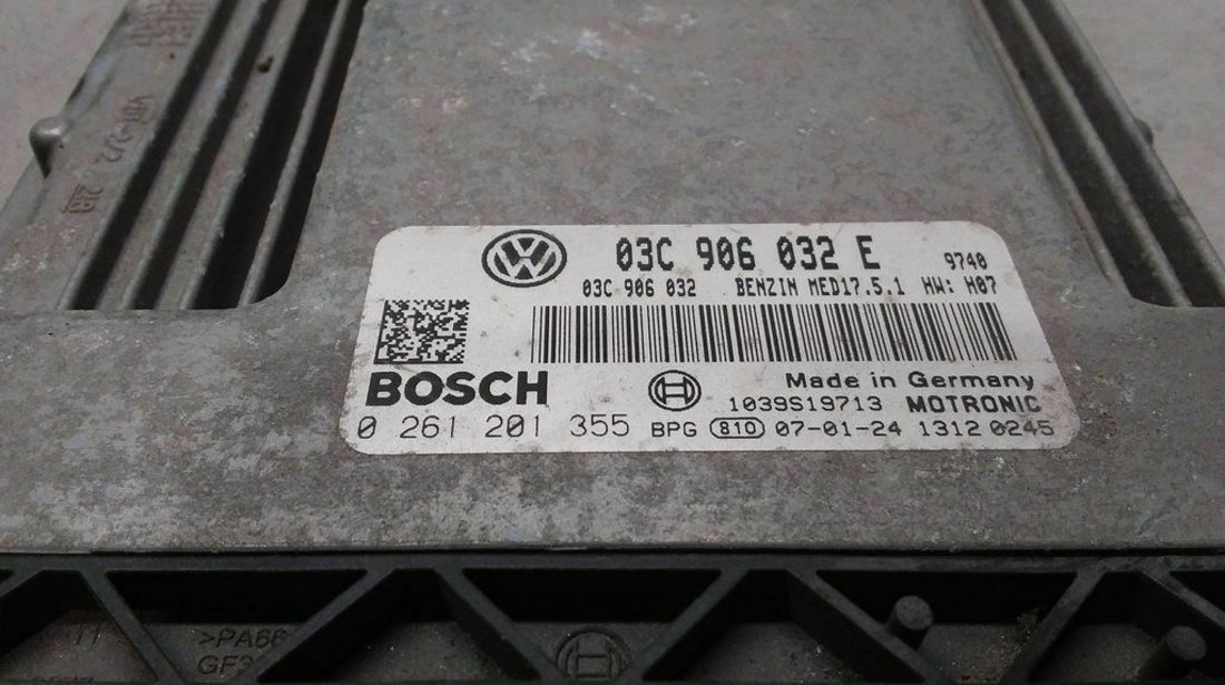 ECU Calculator motor VW Golf5, 0261201355, 03C906032E, MED1751,