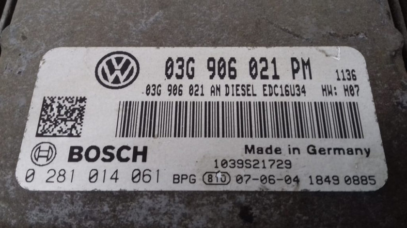 ECU Calculator Motor Vw Golf5 1.9 tdi, 0281014061, 03G906021PM