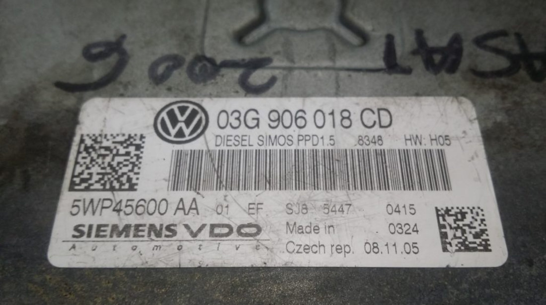 ECU Calculator motor VW Passat 2.0TDI 03G906018CD, 5WP45600AA, SIMOS PPD15