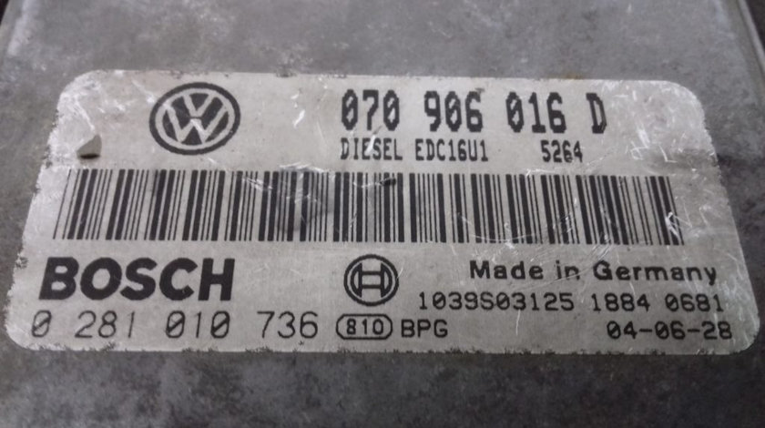 ECU Calculator Motor Vw Touareg 5.0 TDI, 0281010736, 070906016D