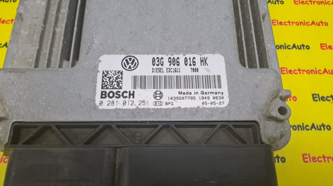 ECU Calculator motor VW Touran 2.0TDI 03G906016HK, 0281012251