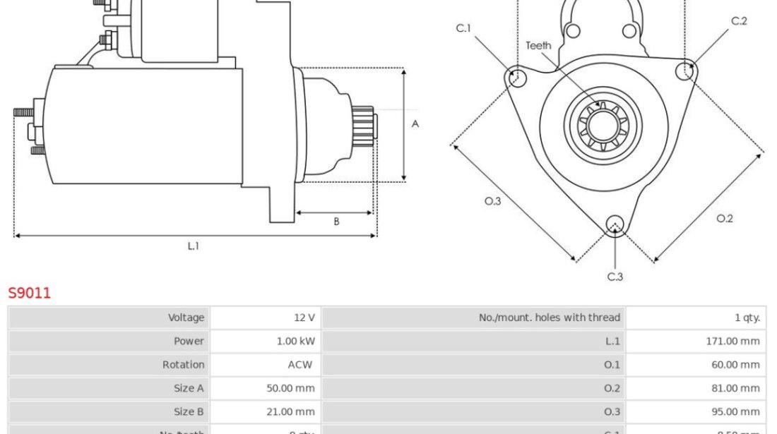 Electromotor As-Pl Skoda Fabia 1 1999-2008 S9011