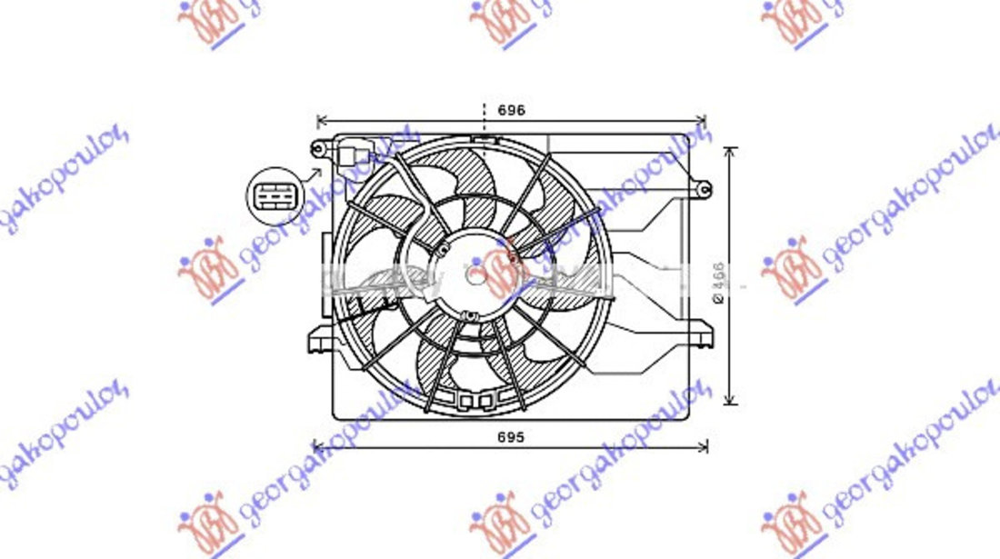 Electroventilator () 1 6-2 0 Benzina (465mm) (3pin) - Hyundai I40 2011 , 28380-3z200