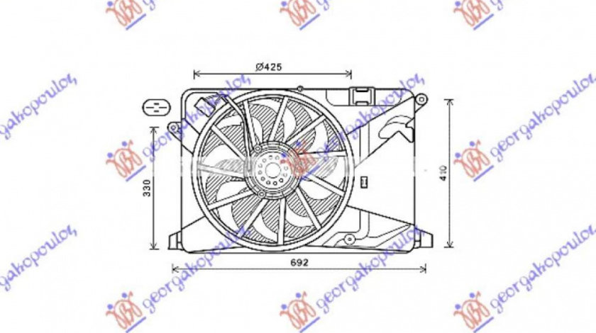 Electroventilator Benzina-Diesel () (2pin) (430mm) - Opel Grandland X 2017 , 9806313580