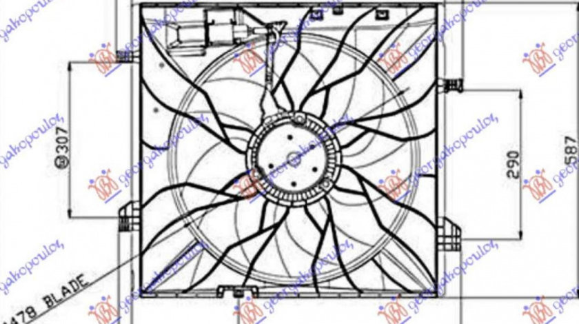 Electroventilator Benzina - Diesel (485mm) (4 Pin) (600w) - Mercedes Gls (X166) 2015 , 999060700