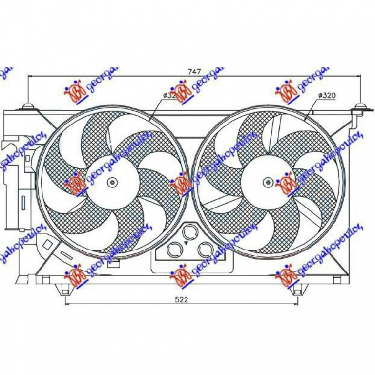 Electroventilator Dublu +Ac/ Benzina - Peugeot Partner 1996 , 1308n9