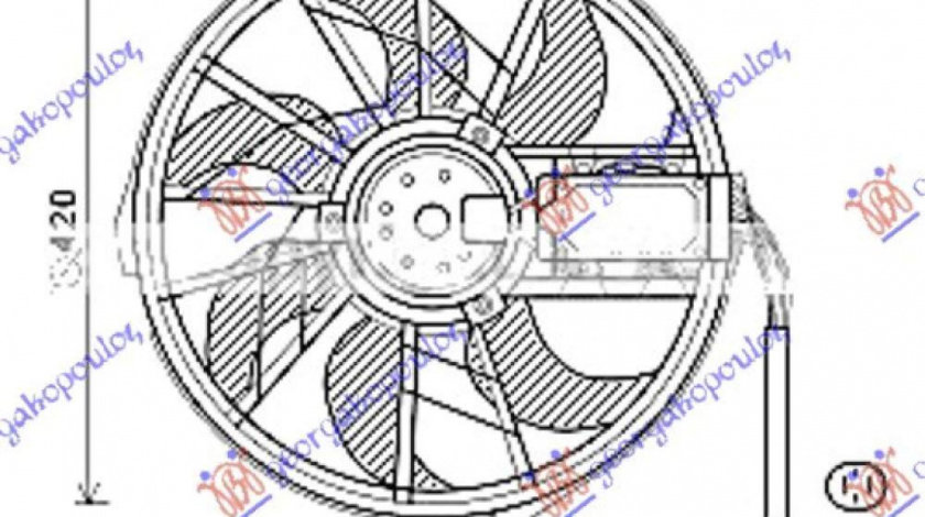 Electroventilator (Motor & Fan) (420mm) - Mercedes B Class (W245) 2006 , 1698203542