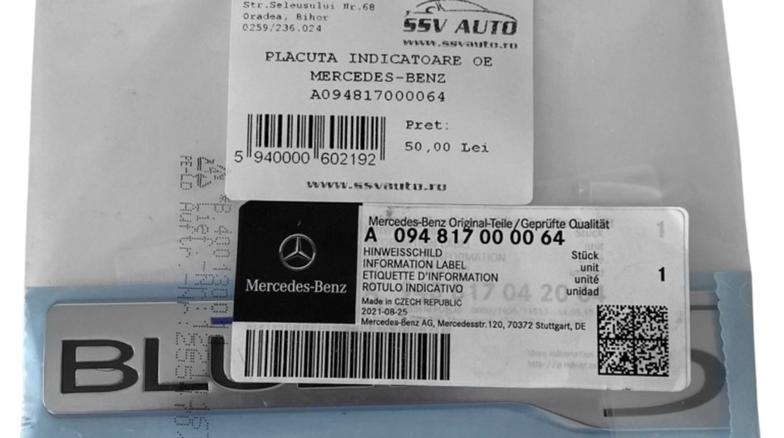 Emblema Bluetec 5 Oe Mercedes-Benz Actros MP2 2002→ A094817000064