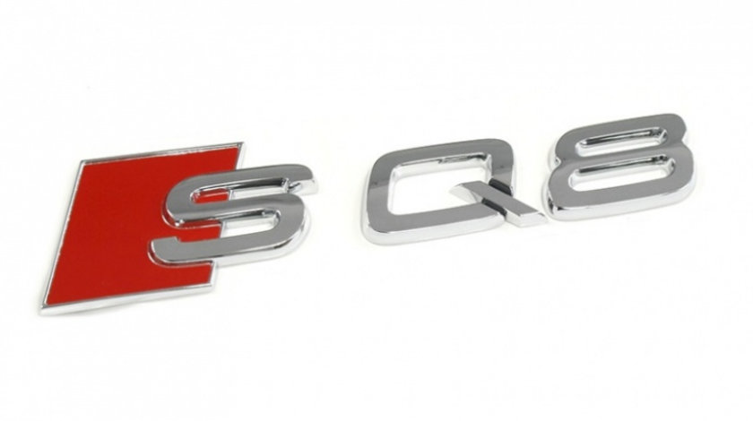 Emblema Haion Spate Oe Audi Q8 2019→ SQ8 Crom / Rosu 4M88537352ZZ
