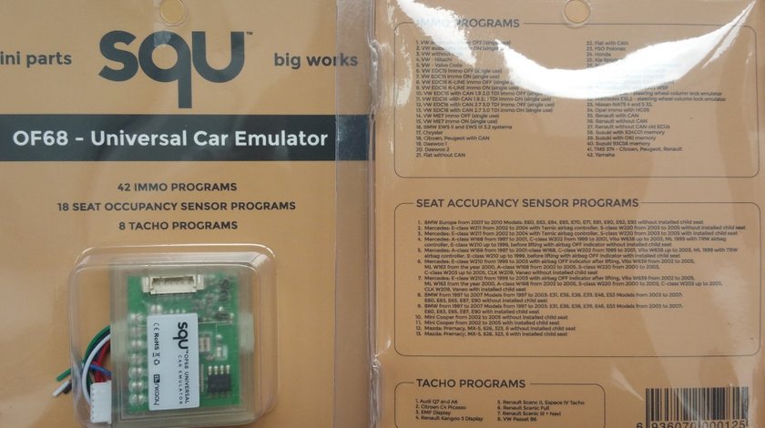 Emulator SQU auto universal - IMMO, Tacho, Senzor scaun, airbag, ESL, EZS