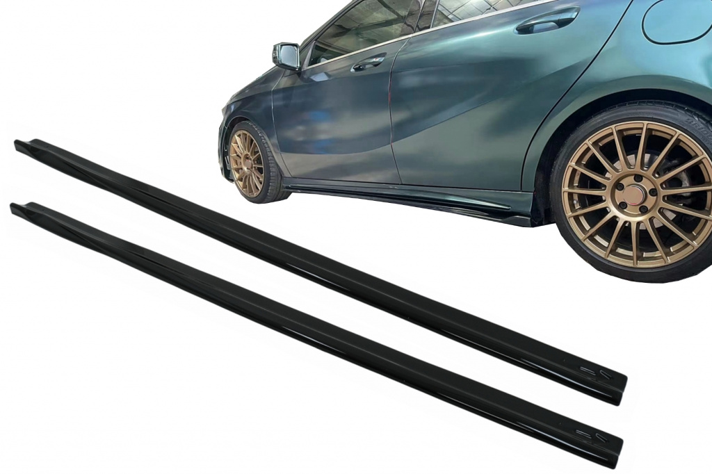 Extensii Praguri Laterale compatibil cu Mercedes A-Class W176 Sport Line A45 (2012-2018) Negru Lucios