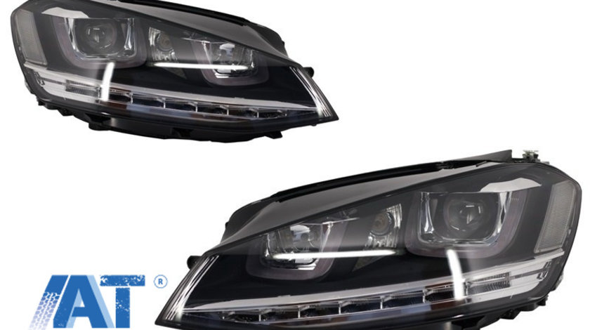 Faruri 3D LED Volan Dreapta compatibil cu VW Golf VII (2012-2017) R-Line LED Semnalizare Dinamica