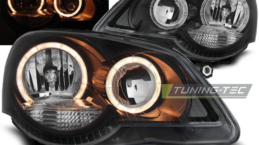 Faruri ANGEL EYES BLACK compatibila VW POLO 9N3 04.05-09