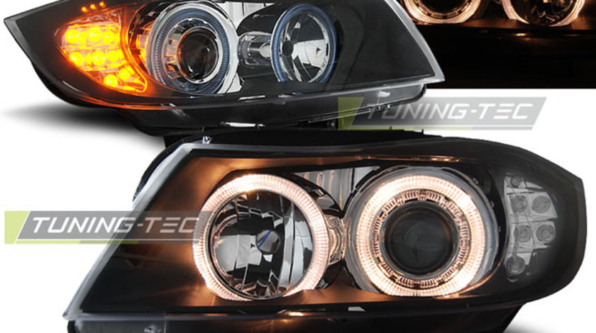 Faruri ANGEL EYES BLACK LED INDICATOR compatibila BMW E90/E91 03.05-08.08