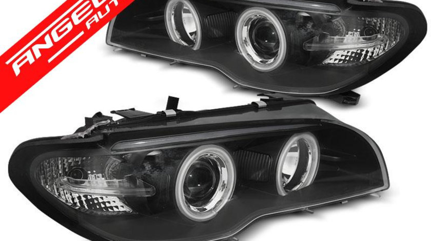 Faruri Angel Eyes CCFL BMW Seria 3 E46 2003-2006 Coupe Negru Xenon