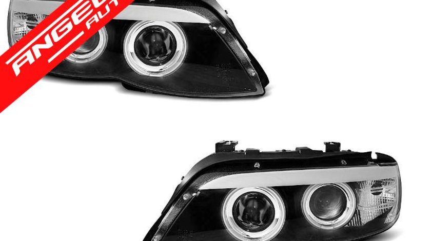 Faruri Angel Eyes CCFL BMW X5 E53 2003-2006 Negru Xenon