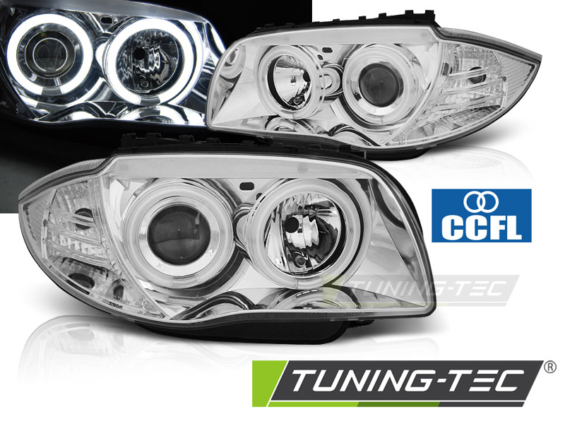 Faruri ANGEL EYES CCFL Crom look compatibila BMW 1 E87/E81/82/88 04-11