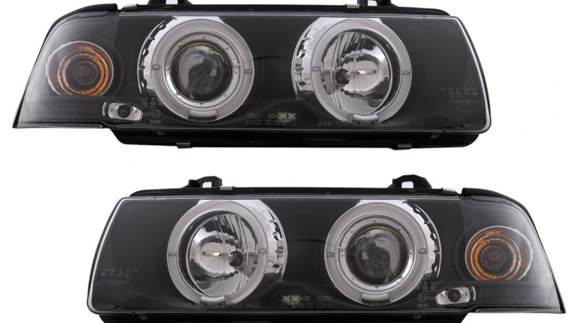 Faruri Angel Eyes compatibil cu BMW Seria 3 E36 Coupe Cabrio (1990-1999) Negre HLBME36BC