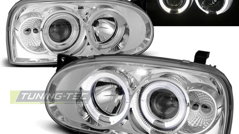 Faruri ANGEL EYES Crom look compatibila VW GOLF 3 09.91-08.97