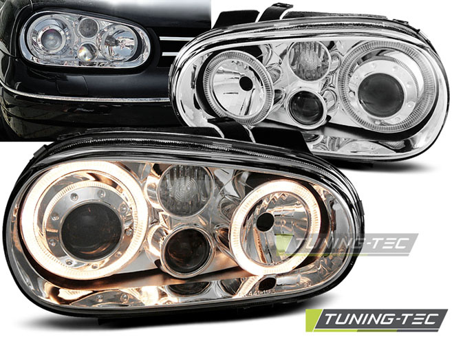 Faruri ANGEL EYES Crom look compatibila VW GOLF 4 09.97-09.03