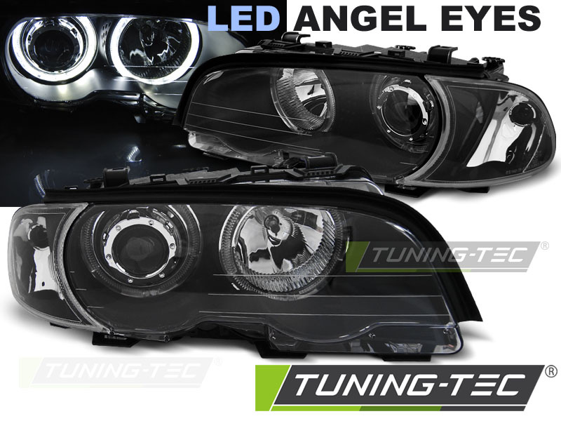 Faruri ANGEL EYES LED BLACK compatibila BMW E46 04.99-03.03 COUPE CABRIO