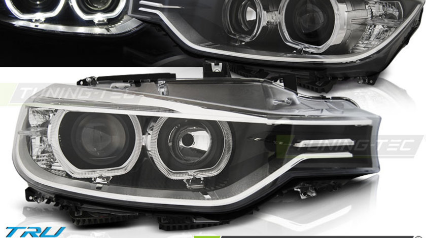 Faruri ANGEL EYES LED BLACK compatibila BMW F30/F31 10.11 - 05.15