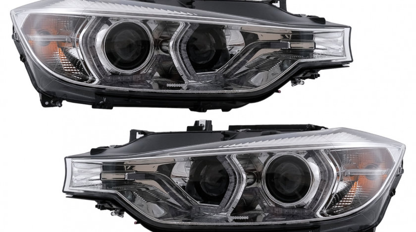 Faruri Angel Eyes LED DRL compatibil cu BMW 3 Series F30 F31 Sedan Touring (10.2011-05.2015) Crom HLBMF30M3CD1S