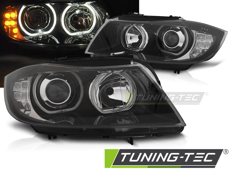 Faruri ANGEL EYES LED INDICATOR BLACK compatibila BMW E90/E91 03.05-11