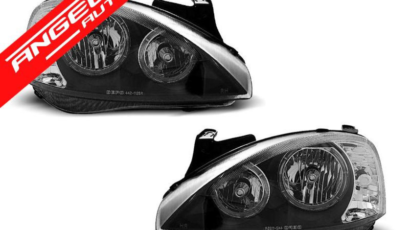 Faruri Angel Eyes Opel Corsa C 2000-2006 Fundal Negru