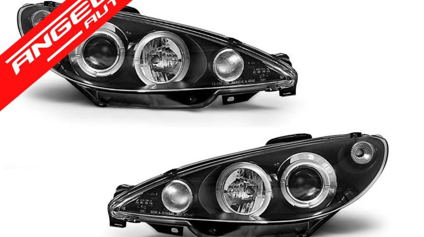 Faruri Angel Eyes Peugeot 206 1998-2002 Fundal Negru