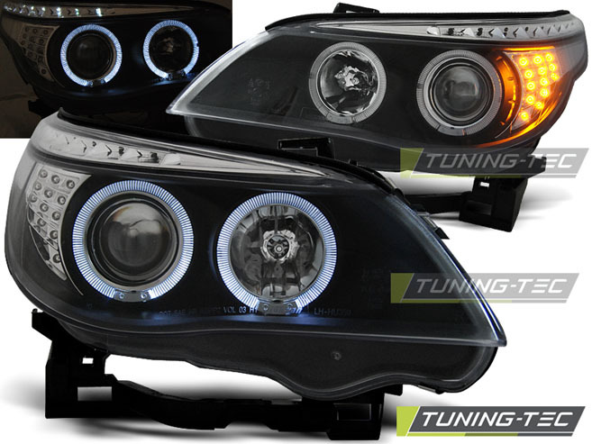 Faruri BMW E60/E61 angel eyes Negru pe LED #964044