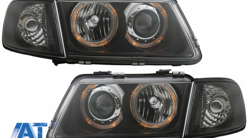 Faruri compatibil cu Audi A3 8L (08.1996-08.2000) Angel Eyes Negru