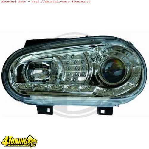 FARURI DAYLINE DAYLIGHT PENTRU VW GOLF 4 FUNDAL CROM SAU NEGRU SEMNALIZARE CU LED