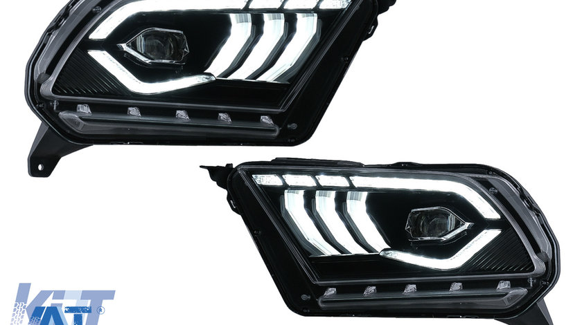 Faruri Full LED compatibil cu Ford Mustang V (2010-2014) cu Semnal Dinamic Secvential