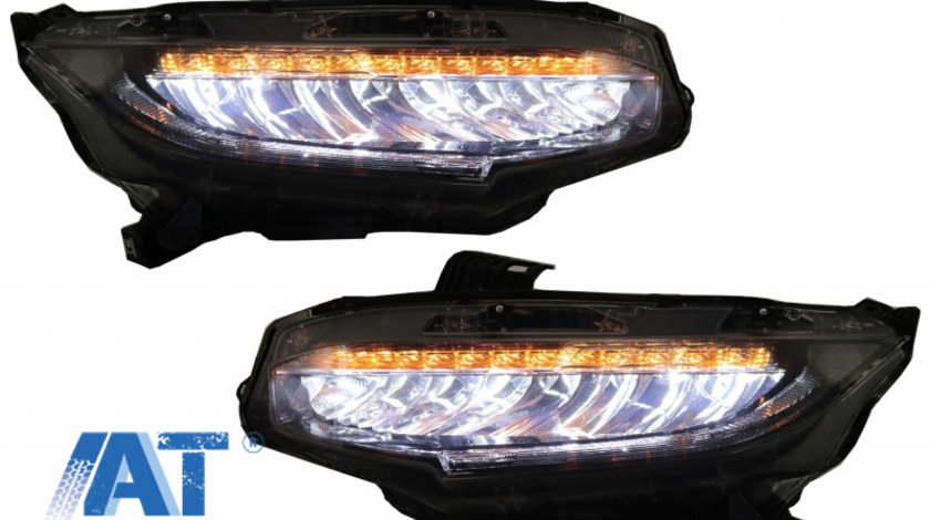 Faruri Full LED compatibil cu HONDA Civic Mk10 FC/FK (2016-Up) Sedan & Hatchback Semnalizare Dinamica